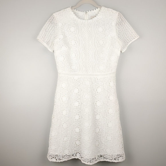 LOFT | Dresses | Loft White Crochet Lace Fit Flare Dress | Poshmark